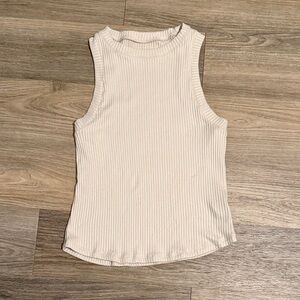 American Eagle Outfitters Cream Ribbed Tank Top